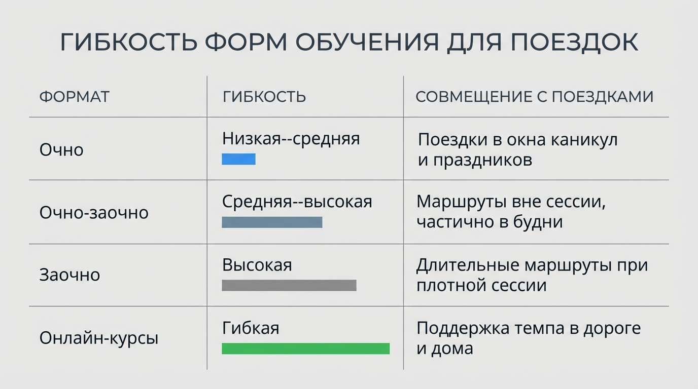 Формы обучения для поездок
